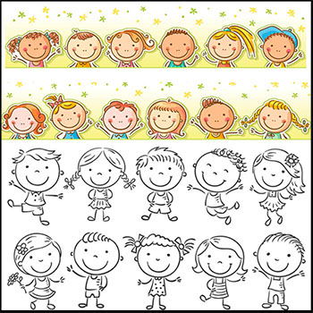 可爱的儿童和儿童玩具涂色蚂蚁素材网矢量素材精选