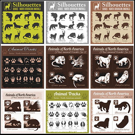 14套卡通森林动物剪影和动物脚印蚂蚁素材网矢量图标精选插图