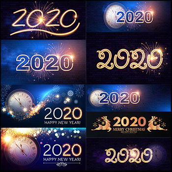 15款2020圣诞节新年海报背景素材