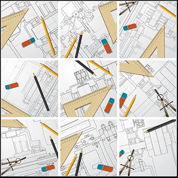 10款设计师零件绘图图纸蚂蚁素材网矢量插图精选