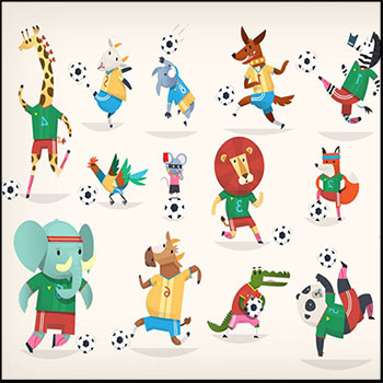 踢足球的可爱卡通动物蚂蚁素材网矢量插图精选