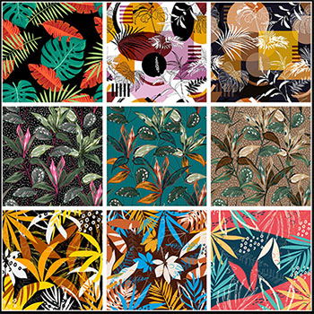 夏季异域风情花朵无缝图案蚂蚁素材网矢量背景精选