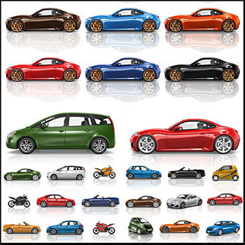 8套小汽车轿车摩托车商务车敞篷车EPS蚂蚁素材网矢量插图精选