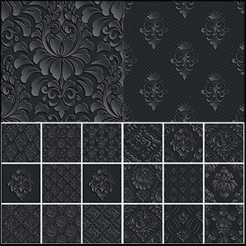 欧式复古花纹锦缎无缝背景矢量图案