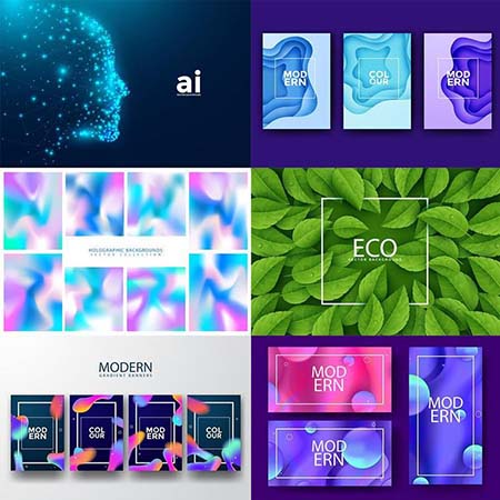 11款精选炫酷线条渐变科技人工智能AI背景蚂蚁素材网矢量素材精选