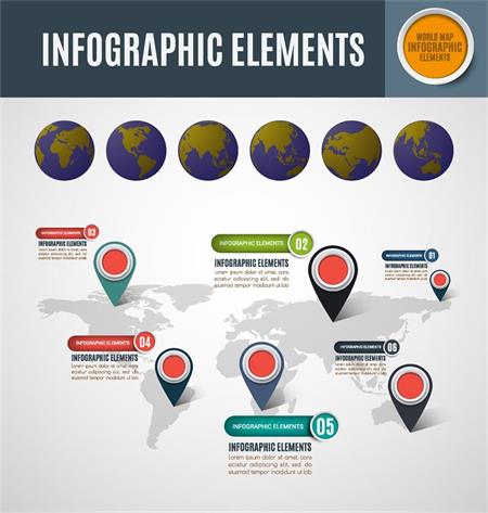 4套矢量信息图表地球图形等插图