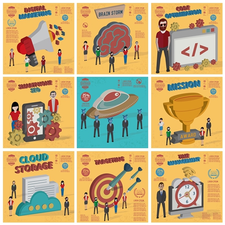 扁平化商务信息平面蚂蚁素材网矢量插图精选