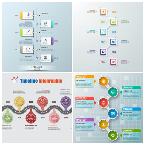 竖形和横行信息图表蚂蚁素材网矢量插图精选
