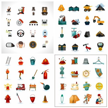 驾校学习服装消防煤矿保洁行业蚂蚁素材网矢量插图精选