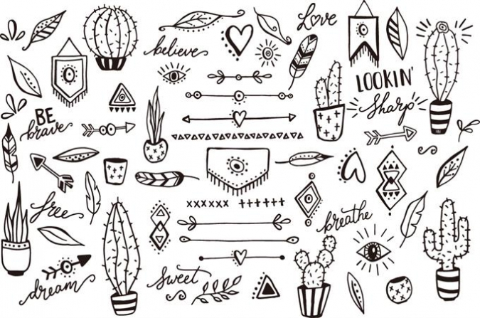 一套仙人掌线性蚂蚁素材网矢量插图精选