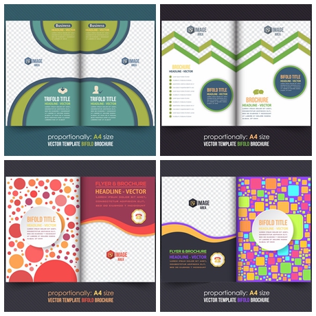 商务对折企业矢量小册子