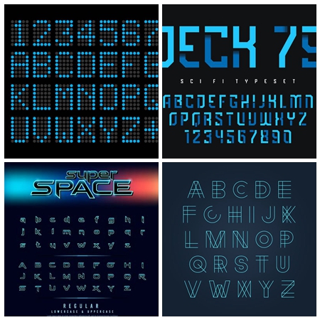 LED点状数字和字母蚂蚁素材网矢量素材精选