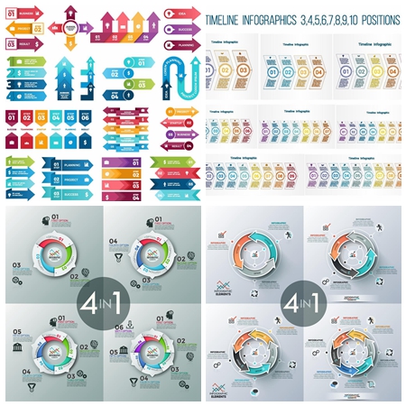 箭头和圆形信息图表插图素材