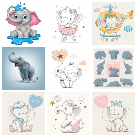 9款可爱卡通大象设计素材