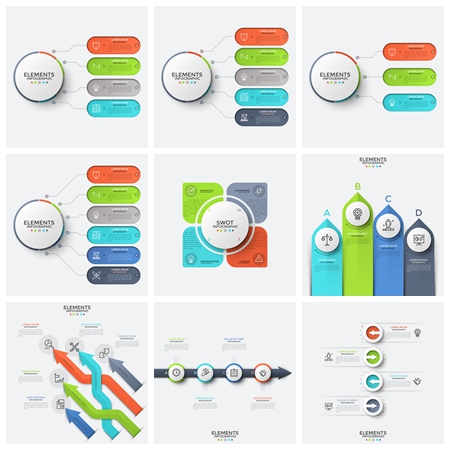 圆形及箭头信息图表蚂蚁素材网矢量模板精选