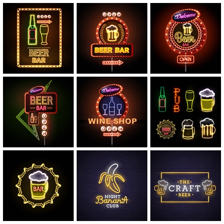 酒吧餐厅霓虹灯招牌广告牌蚂蚁素材网矢量素材精选