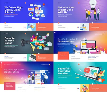 2.5D扁平化等距公司企业商务海报蚂蚁素材网矢量插图精选