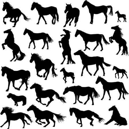 奔跑的骏马剪影AI模板