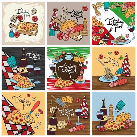 意大利美食菜单卡通插图蚂蚁素材网矢量素材精选