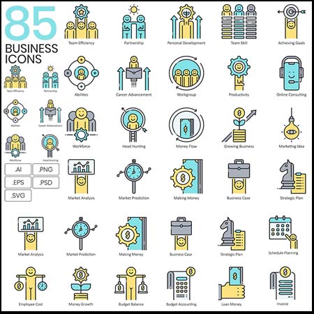 85个企业公司业务蚂蚁素材网矢量图标精选