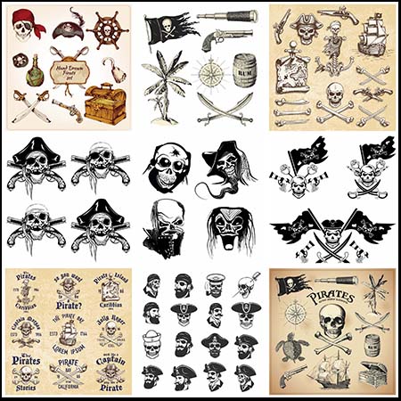 18套海盗骷髅头风格蚂蚁素材网矢量图标精选