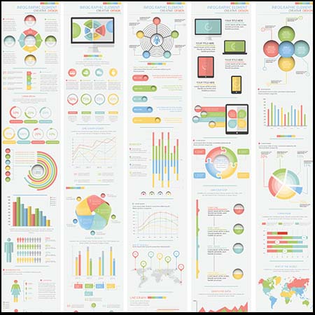 3套浅色信息图表蚂蚁素材网矢量元素精选