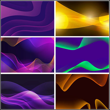 10款时尚波浪抽象线条主视觉KV展板背景EPS格式