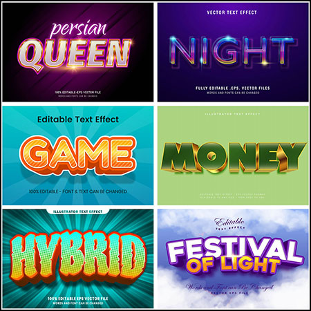 9款创意艺术字3D立体艺术字文本样式矢量模版95