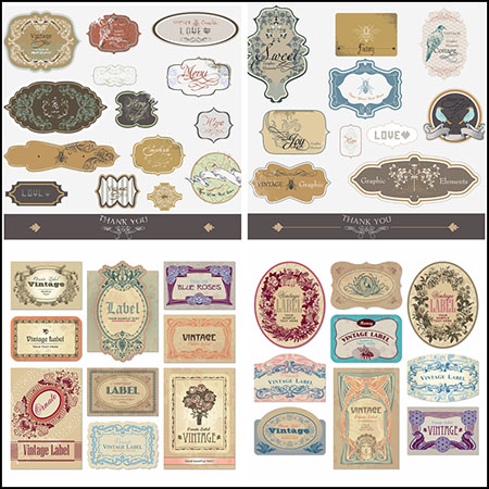 7套复古LOGO标签蚂蚁素材网矢量素材精选