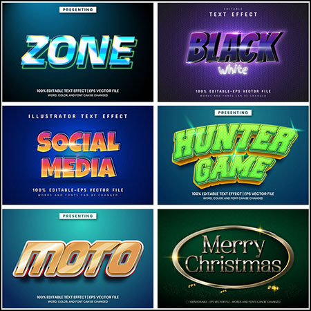 6款创意艺术字3D立体艺术字文本样式矢量模版96