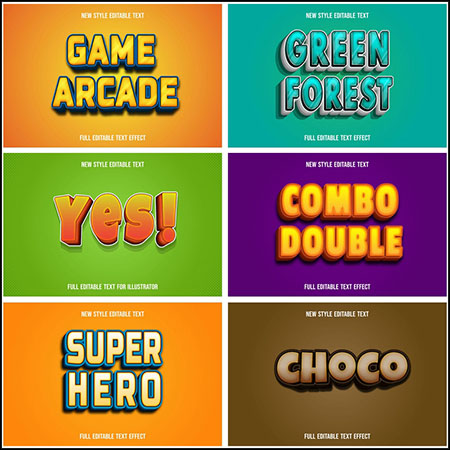 7款创意艺术字3D立体艺术字文本样式矢量模版97