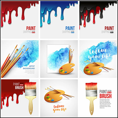 10款水彩颜料调色板绘画背景蚂蚁素材网矢量插图精选