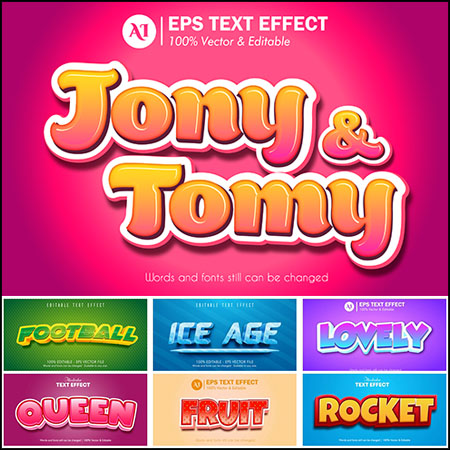 8款创意艺术字3D立体艺术字文本样式矢量模版98