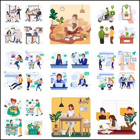 9套办公场景外卖购物学习APP网页插图蚂蚁素材网矢量素材精选