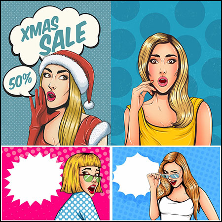 10款波普风女孩艺术插画蚂蚁素材网矢量素材精选