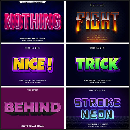 8款创意艺术字3D立体艺术字文本样式矢量模版100