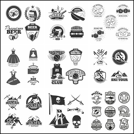 23套高尔夫球野营渡假曲棍球篮球举重等体育LOGO标志蚂蚁素材网矢量素材精选