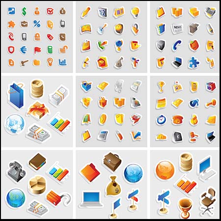 网页设计元素立体矢量图表