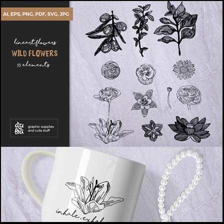 13款花卉印刷矢量PNG图案
