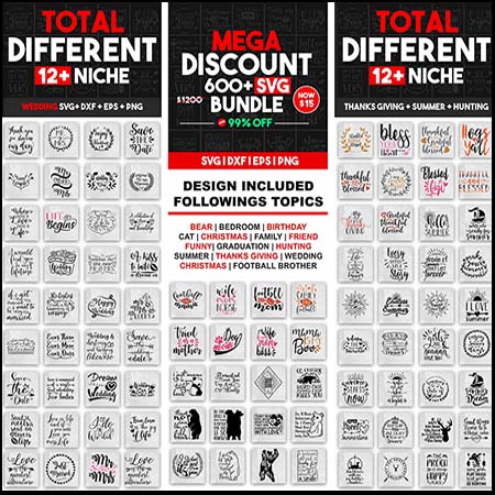 600+图形EPS和SVG艺术字矢量剪贴画