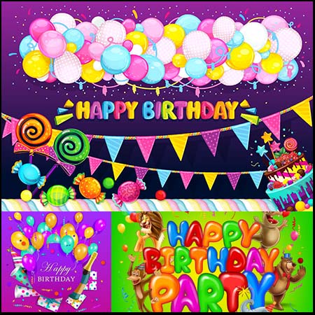 6款生日派对海报气球蚂蚁素材网矢量背景精选素材