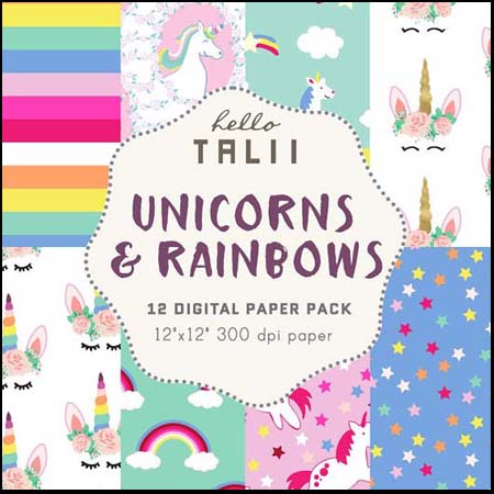 独角兽和彩虹数码纸蚂蚁素材网矢量背景精选素材