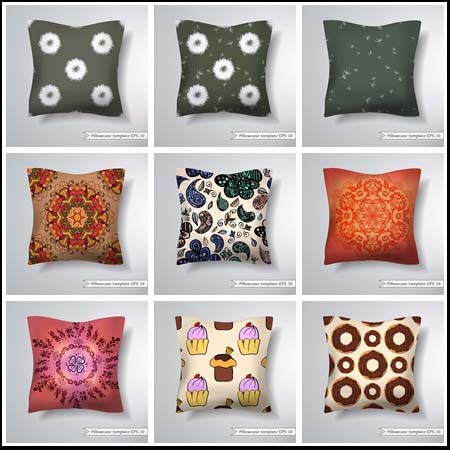 12款花纹蒲公英印花枕头靠背EPS素材