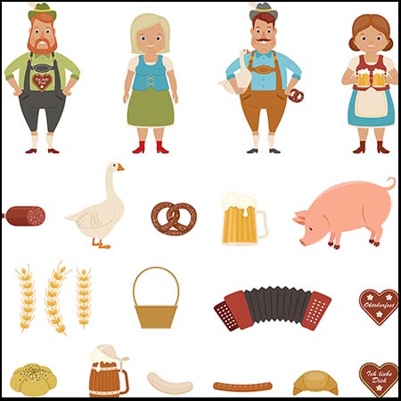 慕尼黑啤酒节系列蚂蚁素材网矢量插图精选