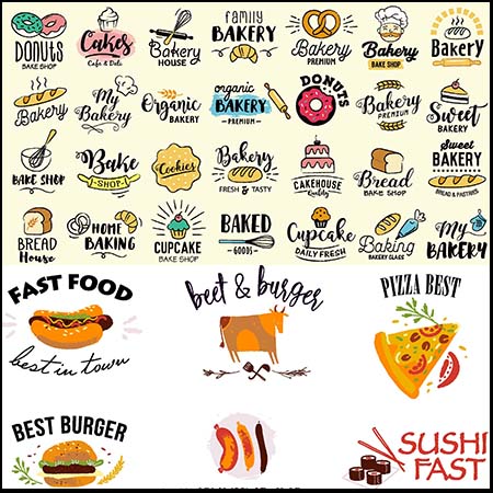 快餐食物饭店水果店矢量LOGO图标