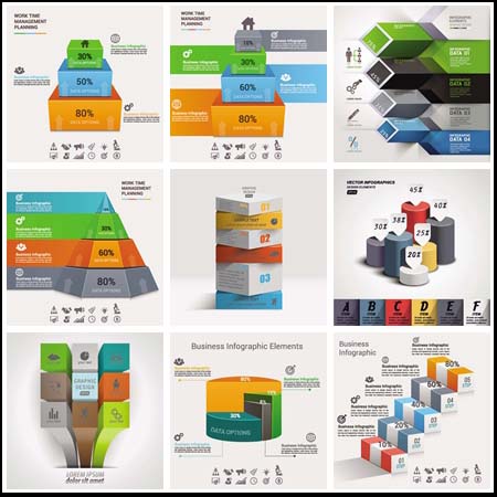 楼梯形矢量信息图表