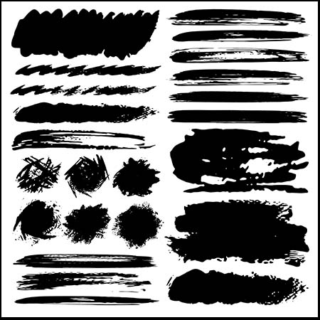 黑色笔迹笔刷和墨水斑点喷雾蚂蚁素材网矢量素材精选
