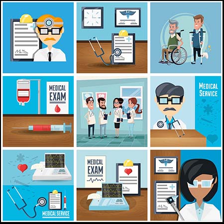 医生护士医疗器械蚂蚁素材网矢量插图精选