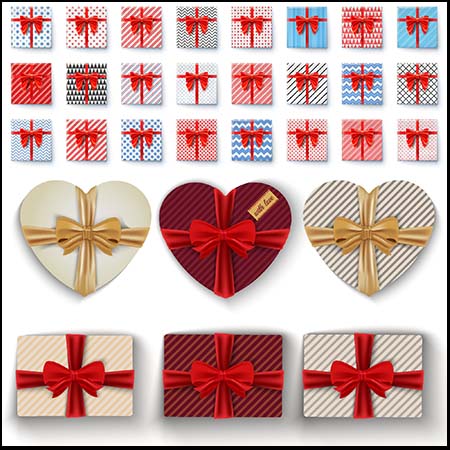 蝴蝶结方形礼物包装盒爱心礼物盒素材