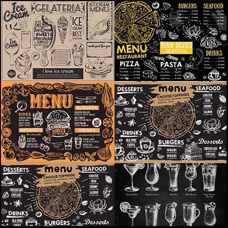 5款汉堡店快餐店点菜单蚂蚁素材网矢量模板精选